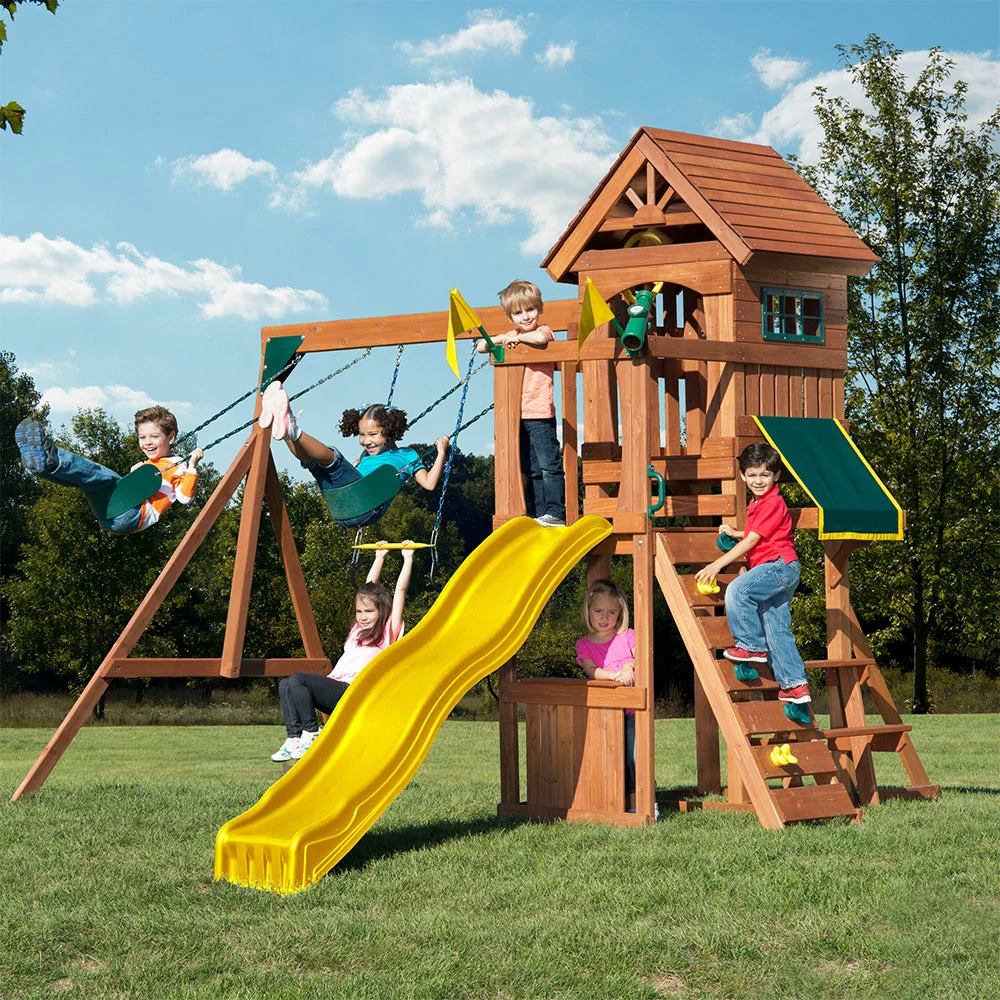 Jamboree Fort Play Set Wooden Swing Set by Swing-N-Slide - Installation Available